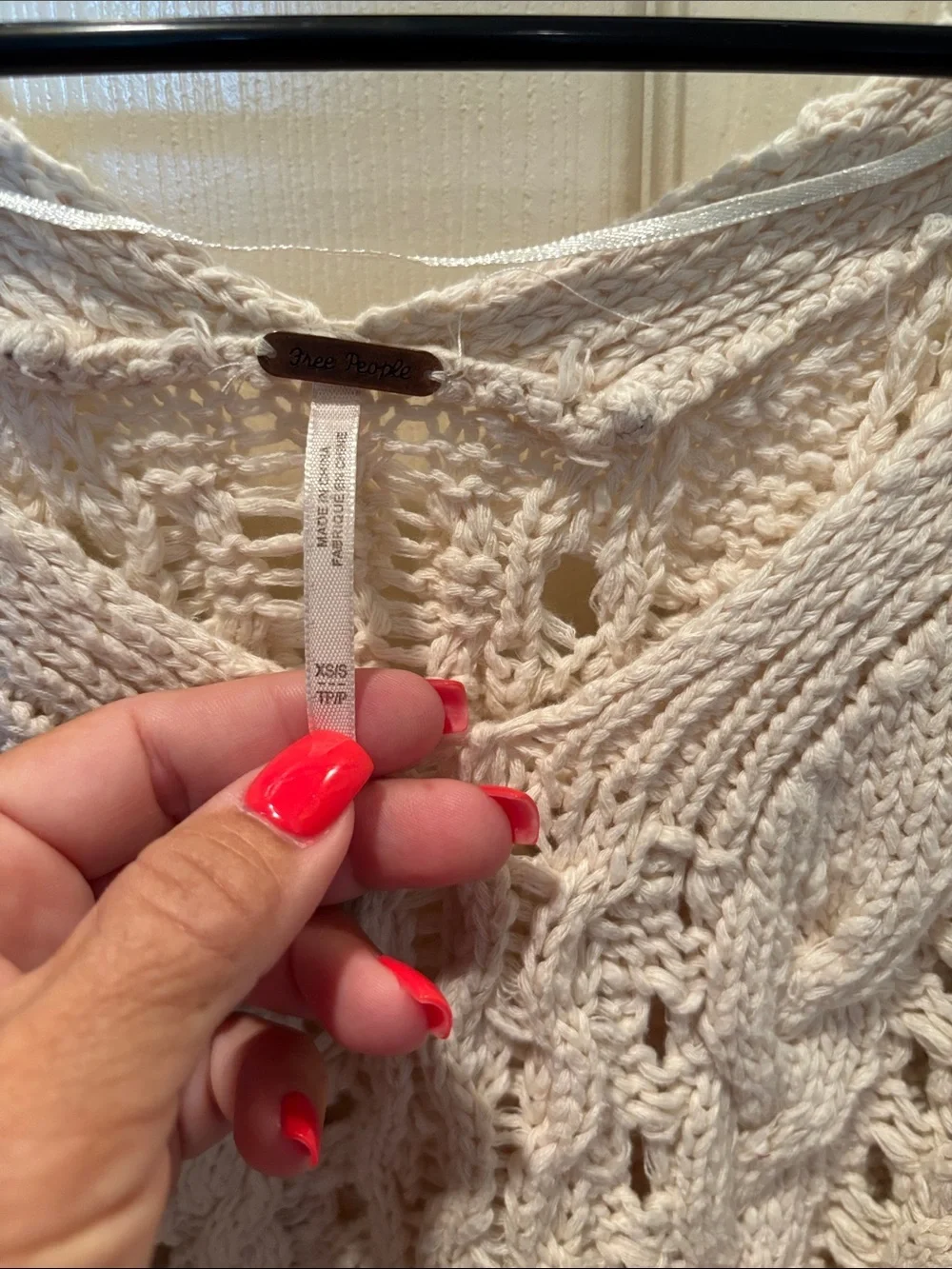 Free People Hideaway Cable Pullover Sweater Ivory Gray Oversized Small